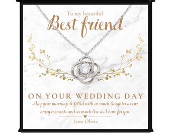 Bestfriend Wedding Day Gift, To Bride from friend Necklace, Bride Gift, Bride Jewelry Gift from friend, 18kt Gold plated, Silver, Engagement