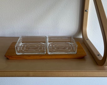 Vintage serving tray with 2 charcuterie dishes by Backman