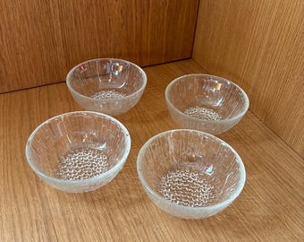 Conjunto de 4 tazones de postre Iittala Tapio Wirkkala Ultima Thule / tazones de vidrio hechos a mano escandinavos