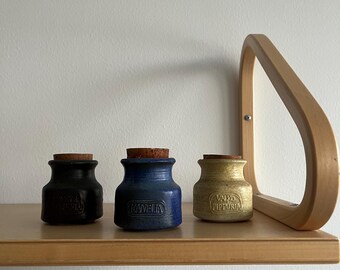 Set of 3 vintage Arabia handmade spice jars by Francesca Mascitti-Lindh from 1960s