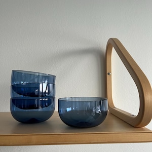 Set of 5 Iittala vintage i-lasi series 2306 serving bowls by Timo Sarpaneva | Scandinavian mid century modern glass bowls | Handmade glass