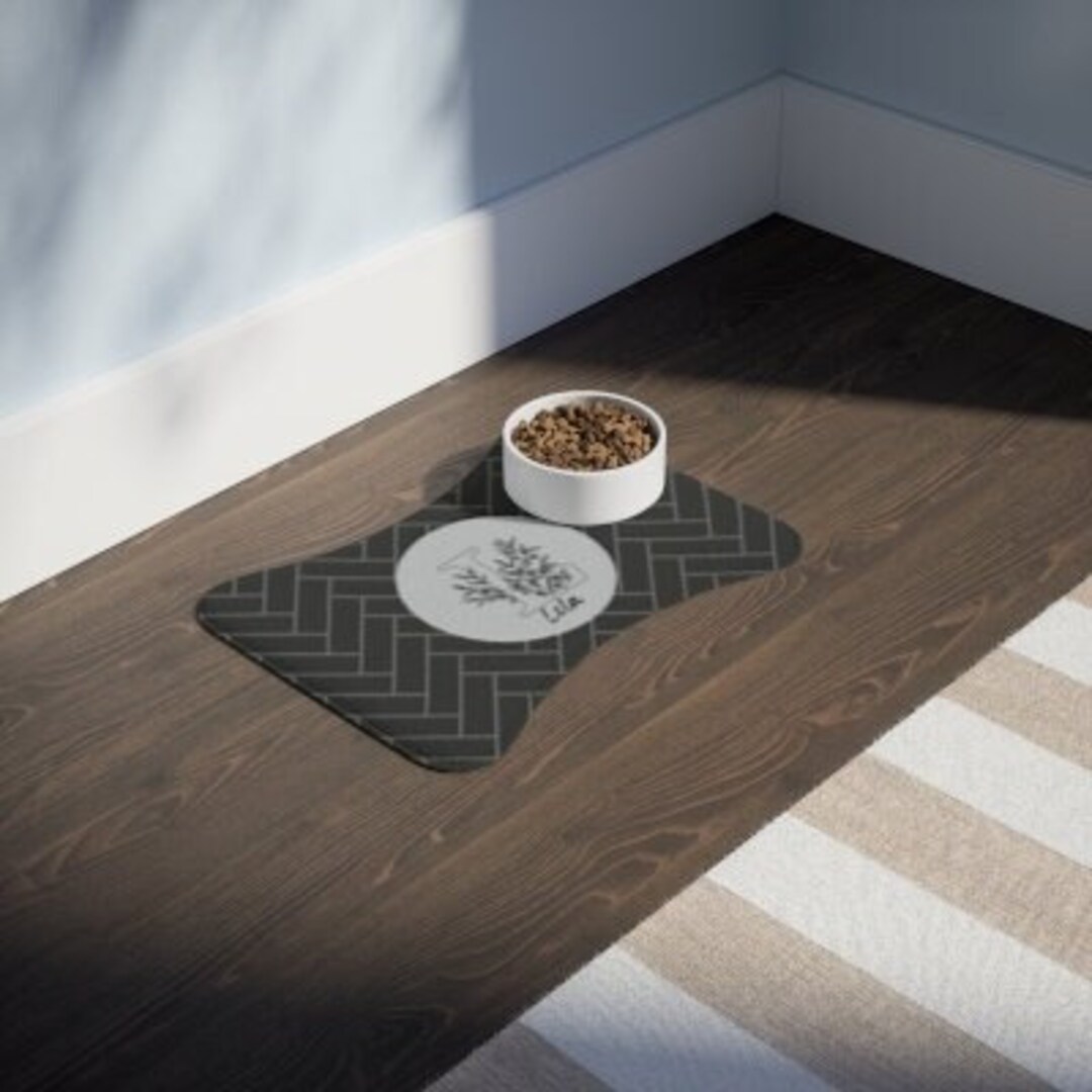 Personalized Pet Feeding Mat Dog Feeding Mat Bone Shaped Etsy