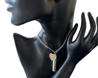 Heart Charm Cremation Necklace – Stainless Steel Ashes Keepsake Pendant