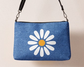 Denim Daisy Crossbody Bag