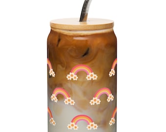 Retro Rainbod Glass Tumbler
