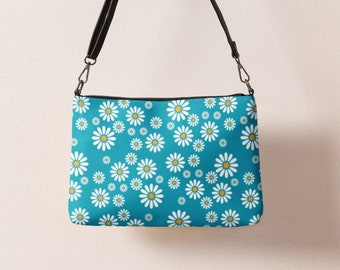 Turquoise Boho Daisy Crossbody Bag