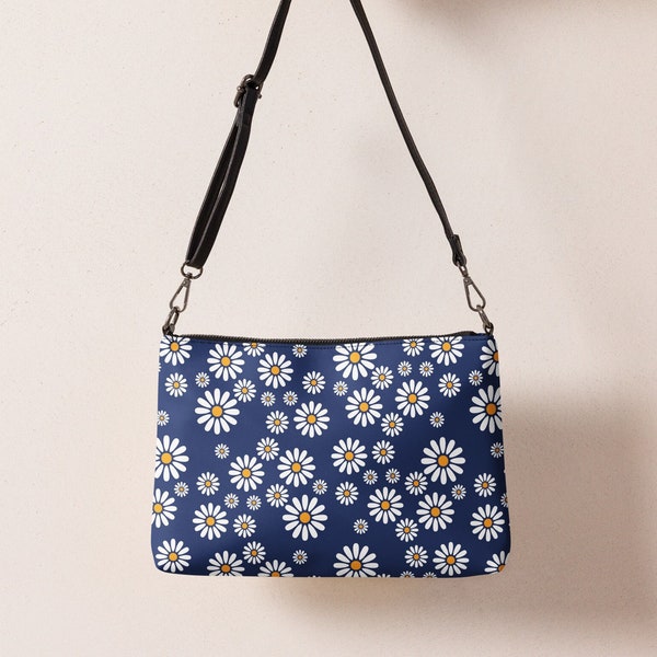 Navy Daisy Crossbody Bag - Floral Purse - Mother's Day Gift or Nurse Gift - Teacher Appreciation