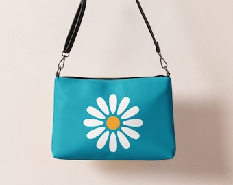 Boho Daisy Crossbody Bag: Vegan Leather Hippie Purse