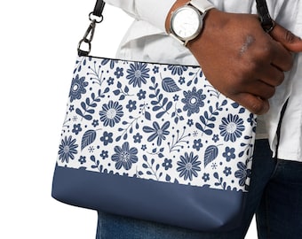 Vintage Floral Navy Crossbody Bag