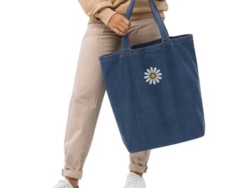 Embroidered Daisy Tote Bag