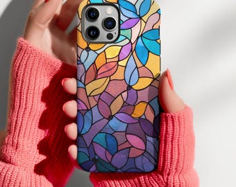 Whimsical Floral Stained Glass Graphic Phone Case