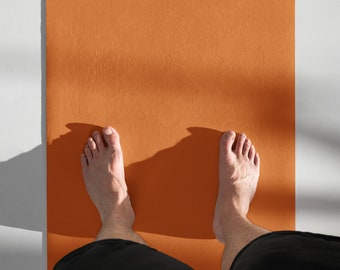 Men's Orange Yoga Mat: Non-Slip Microsuede Top