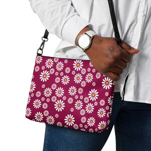 Bolsa Crossbody Floral Borgonha - Presente de Dia das Mães ou Presente de Enfermeira - Bolsa de Ombro Floral - Apreciação do Professor