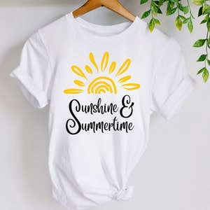 Maglietta Sunshine and Summertime, Maglietta estiva in cotone organico, Maglietta estiva, Tu sei il mio sole,