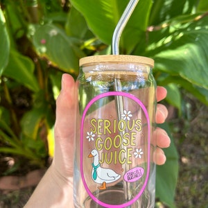 Serious Goose Juice Glass Tumbler, Funny Birthday Gift, Silly Goose Mug, Iced Coffee Cup, Summer Tumblers, Gifts for Everyone