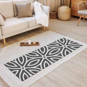 Boho White and Black Yoga Mat