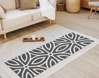 Boho White and Black Yoga Mat
