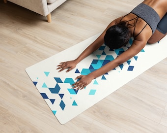 Blue Geometric Yoga Mat
