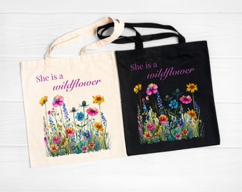 Elegant Wildflower Tote - Gift for Her, Floral Botanical Shoulder Bag, Perfect Teacher & Nurse Gift, Mother's Day Present