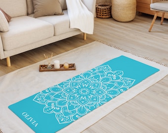 Custom Blue Mandala Yoga Mat