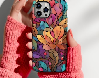 Romantic Floral Stained Glass Graphic Phone Case