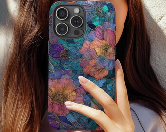 Moody Peony Aesthetic Stained Glass Graphic Phone