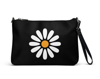 Black Daisy Crossbody Bag