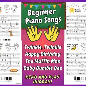 Músicas de piano para iniciantes, músicas de piano fáceis para ambas as mãos, música de piano com letras, música de piano para iniciantes, música de piano fácil para crianças, música fácil