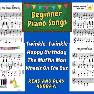 Beginner Piano Songs, Easy Piano Music, Piano Songs for Kids, Beginner Piano Lessons, Songs with Letters, Preschool Piano Music, Easy Music
