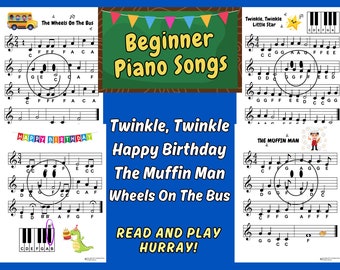 Beginner Piano Songs, Easy Piano Music, Piano Songs for Kids, Beginner Piano Lessons, Songs with Letters, Preschool Piano Music, Easy Music