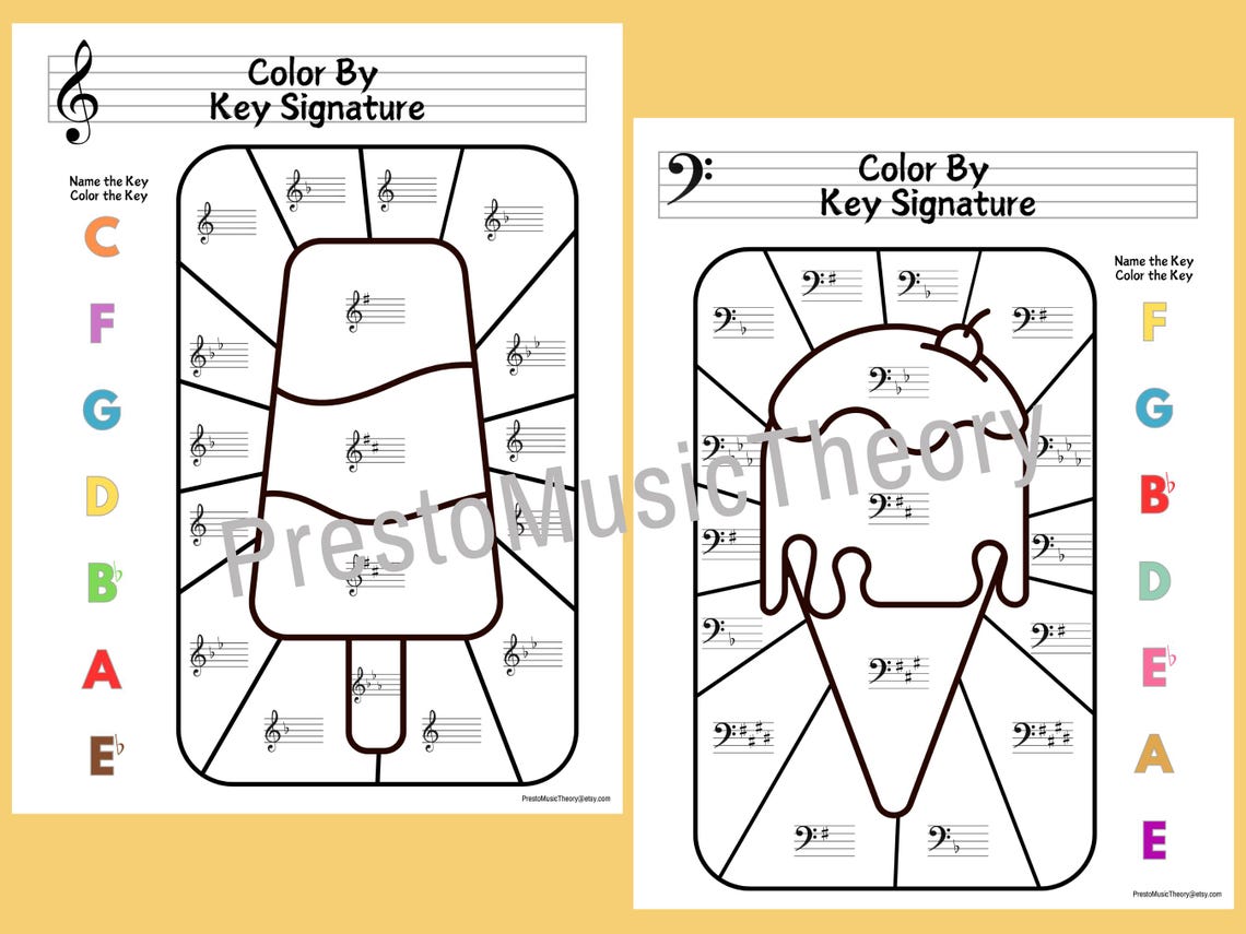 Color by Key Signature, Key Signature Coloring Pages, Key Signature ...