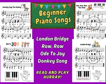 Chansons pour piano pour débutants, Chansons pour piano pour enfants, Cours de piano pour débutants, Chansons avec des lettres, Musique pour piano pour enfants d'âge préscolaire, Musique facile pour piano, Main droite