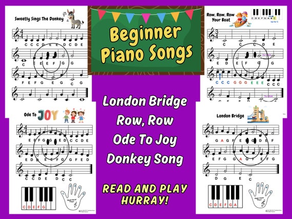 Beginner Piano Songs, Piano Songs for Kids, Beginner Piano Lessons, Songs With Letters, Preschool Piano Music, Easy Piano Music, Right Hand