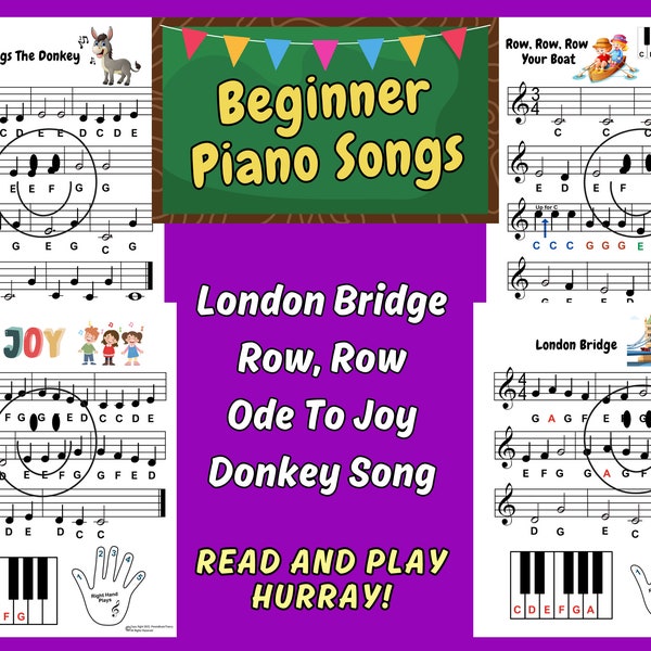 Beginner Piano Songs, Piano Songs for Kids, Beginner Piano Lessons, Songs With Letters, Preschool Piano Music, Easy Piano Music, Right Hand