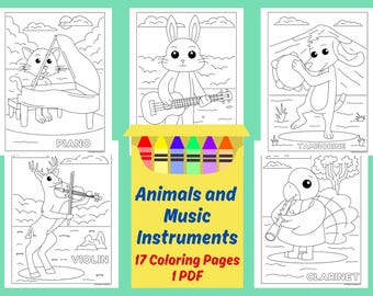 Music Instruments Coloring Pages, Animal Coloring Pages, Preschool Music Coloring, Music Class Coloring Pages, Preschool Piano Lessons, PDF