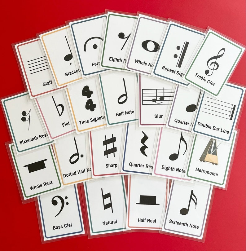 24 Music Symbol Flashcards and Draw the Music Symbol Worksheet - Etsy