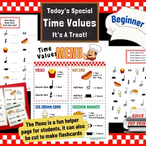 Music Note Time Values, Fun Menu, Music Rests, Rhythm, Music Theory Worksheets, Music Counting, Beginner Piano Lessons, Time Value Chart
