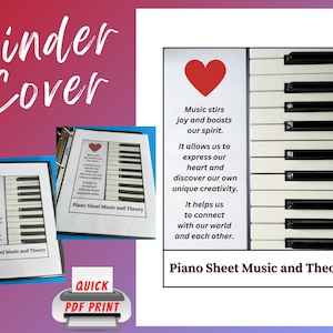 Music Binder Cover, Music Stirs Joy and Boosts Our Sprit, a sparkle of music inspiration! Music Binder Cover for Piano Lessons, Music Class