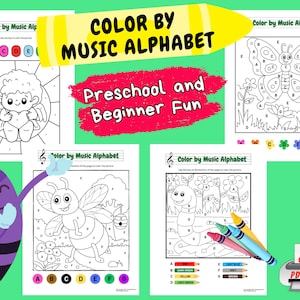Color By Letter Music Alphabet, Preschool Music Worksheets, Beginner Piano Lessons, Music Coloring Pages, Kids Coloring Pages, Preschool Fun