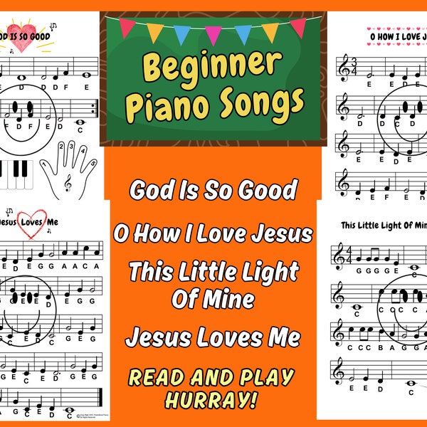 Beginner Piano Songs, Easy Piano Songs, Piano Songs for Kids, Easy Piano Music, Sunday School Songs, Songs With Letters, Beginner Piano