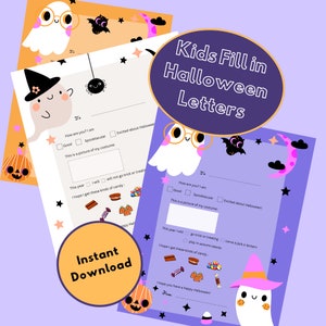 Kids Fill in the Blank Halloween Letter - Halloween Stationary - Educational Seasonal Activity