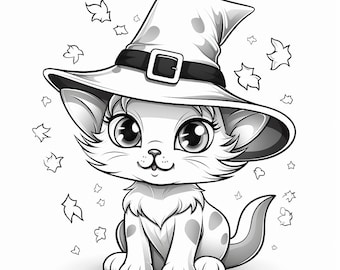 Halloween Coloring Pages of Cats / Kittens