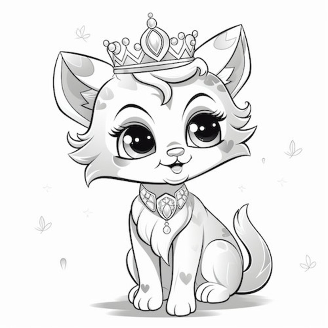 Kitten Princess Coloring Pages for Kids - Etsy