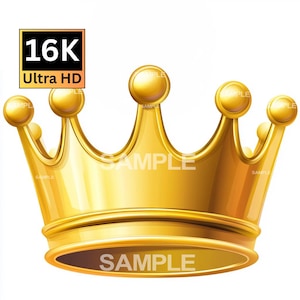 Gold Crown Clipart - 16K Ultra High Quality PNG for Invitations, Scrapbooking & DIY Projects - Elegant Royal Decor