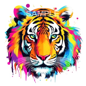 Colorful Tiger Clipart  - PNG format