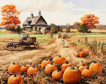 20 Water Color Pumpkin Patches Illustrations