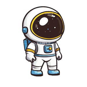 Arte - Lindo astronauta astronauta Clipart / PNG de alta calidad para uso comercial / Gráficos espaciales extravagantes
