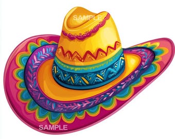 Colorful Sombrero Hat Clipart: Fiesta Party Decor (Digital Download)
