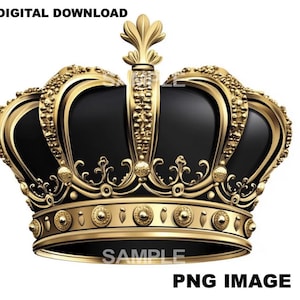 Gold and Black Crown Clipart | High Quality PNG Graphics for Invitations & Design Projects