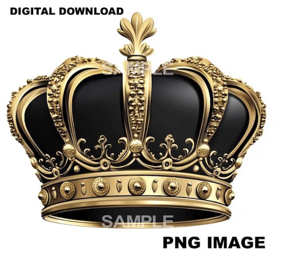 Gold and Black Crown Clipart: Regal PNG Graphic (digital Download